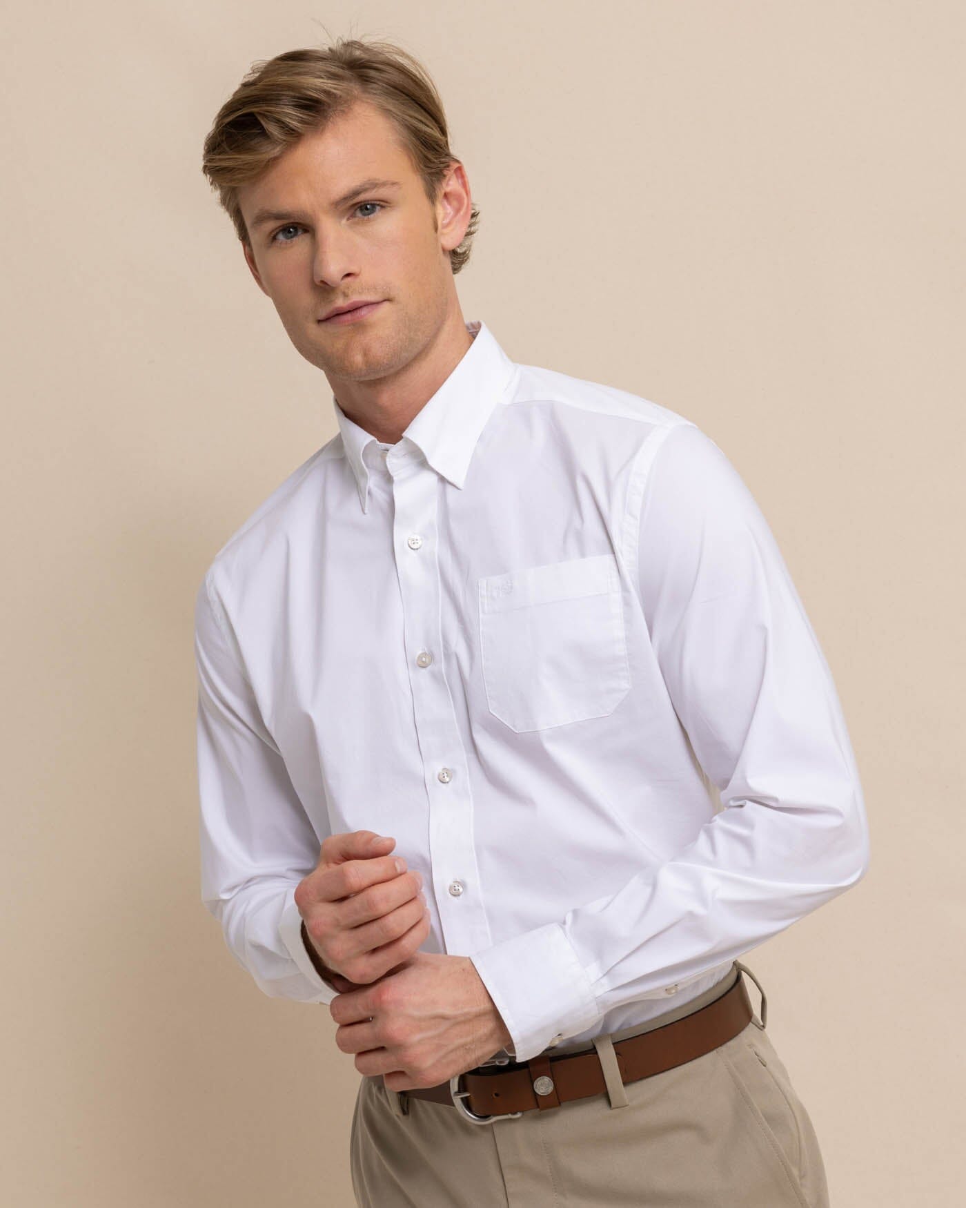 Charleston Overbrook Solid Embroidered Sport Shirt