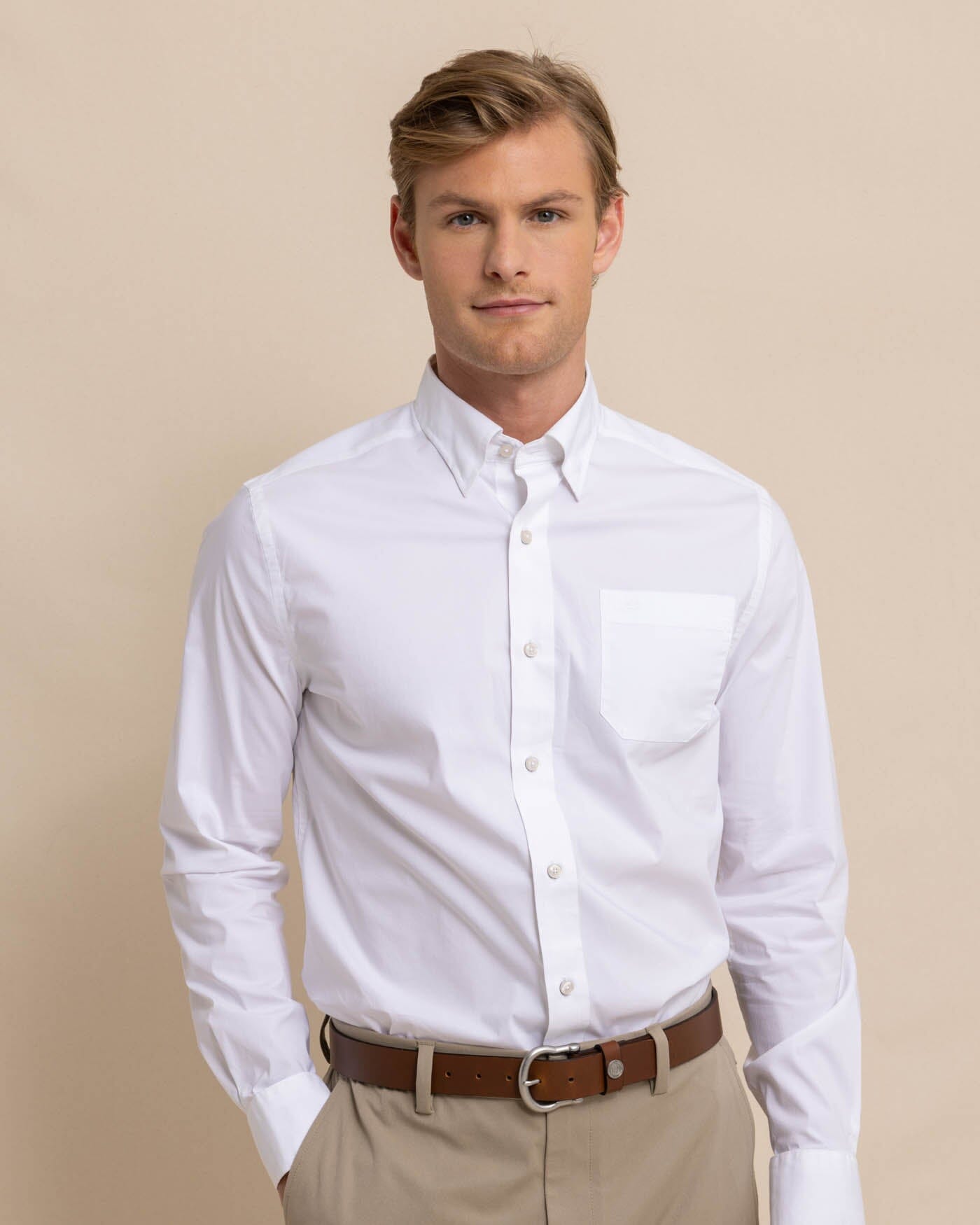 Charleston Overbrook Solid Embroidered Sport Shirt